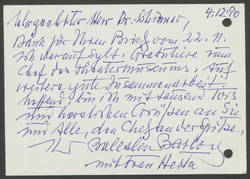 Boleslaw Barlog und Frau Hertha an Lothar Schirmer (Berlin Museum);