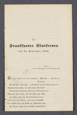 „Die Frankfurter Blutscenen des 18. September 1848.“ Gedicht von Julius Heinsius;