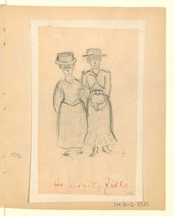 Skizze: zwei Frauen mit Hüten