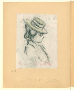 Portraitstudie einer jungen Frau mit Hut, Seitenansicht