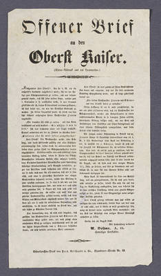 "Offener Brief an den Oberst Kaiser. - (Extra-Abdruck aus der Locomotive.)"