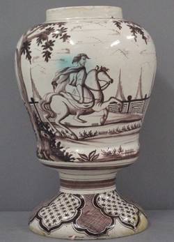 Vase, Herbstlandschaft mit Reiter und Schafhirte;