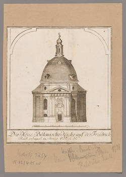 Die Neue Böhmische Kirche auf der Friedrichstadt
(Randbild z. Plan von Walther / Busch 1737/38);