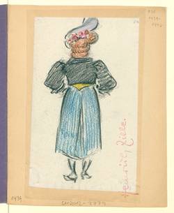 Frau mit lila Hut in Rückenansicht