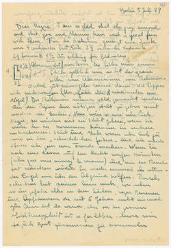 Brief von Jeanne Mammen an Max Delbrück, 5. Juli 49;