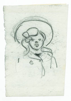 Studienblatt eines Mädchens mit Hut