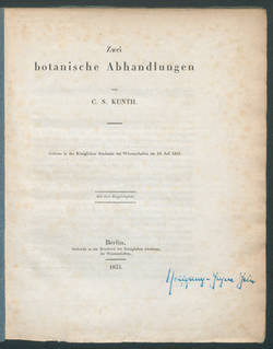 Zwei botanische Abhandlungen / von C.S. Kunth: Gelesen in d, Königl. Akad. d. Wiss. am 19. Juli 1832.;