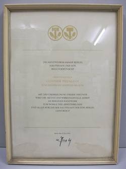 Auszeichnung zum 30-jährigen Meisterjubiläum von Günther Tiedmann