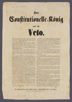 "Der Constitutionelle König und sein Veto." - Maueranschlag