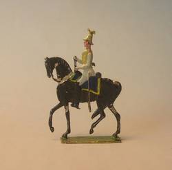 Zinnfigur Preußischer Garde-Kürassier mit Lanze, Paradeuniform, anreitend