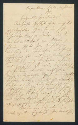 Brief des Diplomaten Christian Karl Josias von Bunsen an den Mediziner Busch