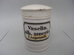 Apothekergefäß mit Deckel für "Vaselin / alb. americ." aus der St. Rupertus-Apotheke Kreuzberg