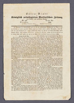 "Extra-Blatt der Königlich privilegirter Berlinischen Zeitung von Staats- und gelehrten Sachen, No. 119."