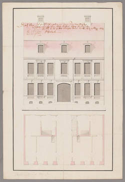 Aufriss der Fassade eines Bürgerhauses von Zimmermeister Thosen;