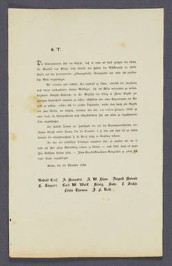 Schreiben betreffend den Vorschlag zu einer Neujahrsadresse an König Friedrich Wilhelm IV. 