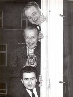 Oswin, Harry Croner mit Rollei-Kamera und Manfred Dumiok