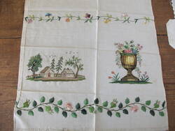 beiges Seidentuch mit farbiger Stickerei, 19. Jahrhundert