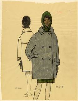 Entwurf für einen Damenmantel, Herbst/Winter 1959