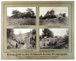 Vier Fotografien auf Karton "Königsgrab in der Feldmark Seddin, Westpriegnitz"