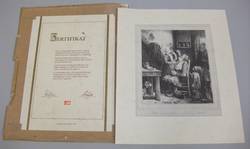 Reproduktion einer Lithographie mit Rasurmotiv von Bellangé von 1829