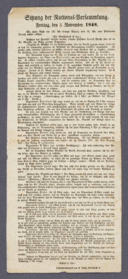 "Sitzung der National-Versammlung am Freitag, den 3. November 1848 in Berlin." - Protokoll.