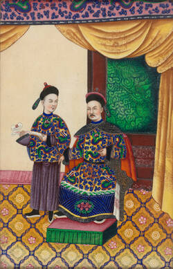 Malerei eines Kaisers mit einem Untergebener auf Markpapier