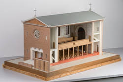 Architekturmodell der Nazareth-Kirche am Leopoldplatz im Wedding 1834 v. K. F. Schinkel; inkl. Seitenwand-Element
