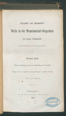 Alexander von Humboldts Reise...
Bd 3
Enth.: Bd 4