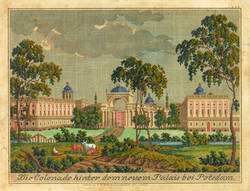 Stickmuster mit bildlicher Darstellung - "Die Colonade hinter dem neuem Palais bei Potsdam"
