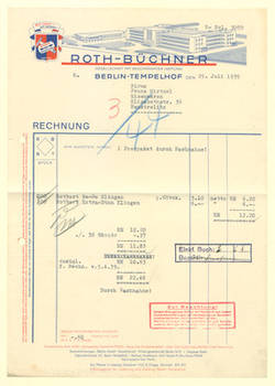 Rechnung der Firma Roth - Büchner, Berlin-Tempelhof.