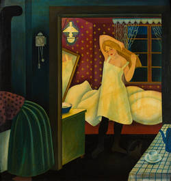 6 Uhr früh (Triptychon) - Mädchen bei der Morgentoilette