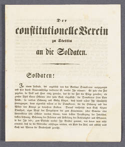 "Der constitutionelle Verein zu Stettin an die Soldaten."