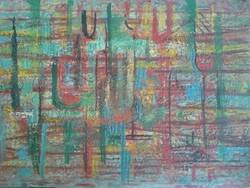 Komposition rot, grün, gelb, braun, verso abstrakte Komposition, zw. 1950-1954