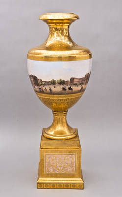 Amphoren-Vase mit Sockel mit Vedutenmalerei, Unter den Linden;