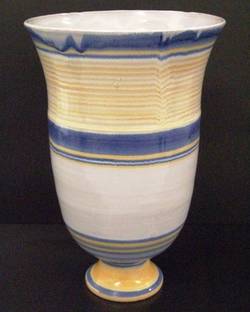 Vase, blau-gelb gestreift
