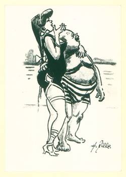 Eigenhändige von Postkarte Margarete Zille m.e.U. betr. "Der Kurschatten! Gruß Grete Zille"