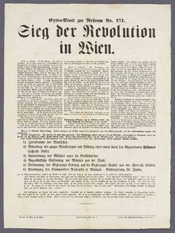 „Sieg der Revolution in Wien“ - Extra-Blatt zur Reform Nr. 171. - Maueranschlag.;