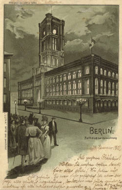 Das Berliner Rathaus bei Beleuchtung - Halt gegen das Licht Karte