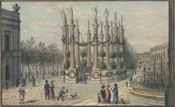 Die Ehrenpforte an der neuen Schloss-Brücke zu Berlin beim feierlichen Einzuge der Kronprinzessin Elise von Preussen, am 28tem Novbr 1823.
