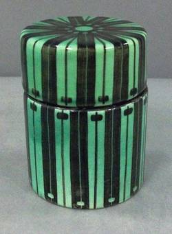 Teedose mit Deckel, schwarz-grün gestreift