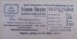 Trianon-Theater. Das Absteigequartier. Vorzugskarte Eintritt