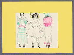 Modezeichnung: "Asta Nielsen mit zwei Frauen"
