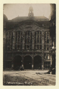 Novemberrevolution: "Waarenhaus Tietz."; Ansicht der Fassade des zerstörten Warenhauses