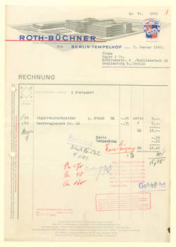 Rechnung der Firma Roth - Büchner, Berlin-Tempelhof.