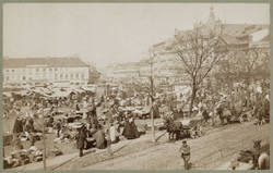 Wochenmarkt auf dem Alexanderplatz. Nördl. Ecke. 1885