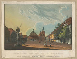 Ansicht des Marktplatzes zu Perleberg,   2 Exemplare;