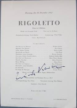 Programmzettel Rigolett mit Autogramm. Erich Kleiber