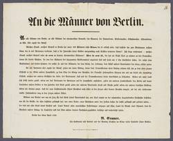 „An die Männer von Berlin.“ - Aufruf gegen die Demonstration für die direkten Wahlen.