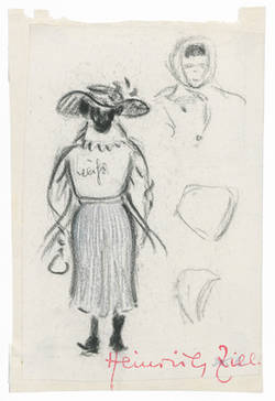 Frau mit großem Hut, Rückenansicht