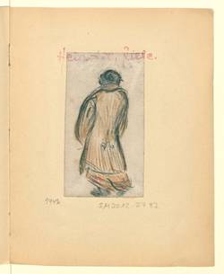 Frau mit braunem Mantel in Rückenansicht